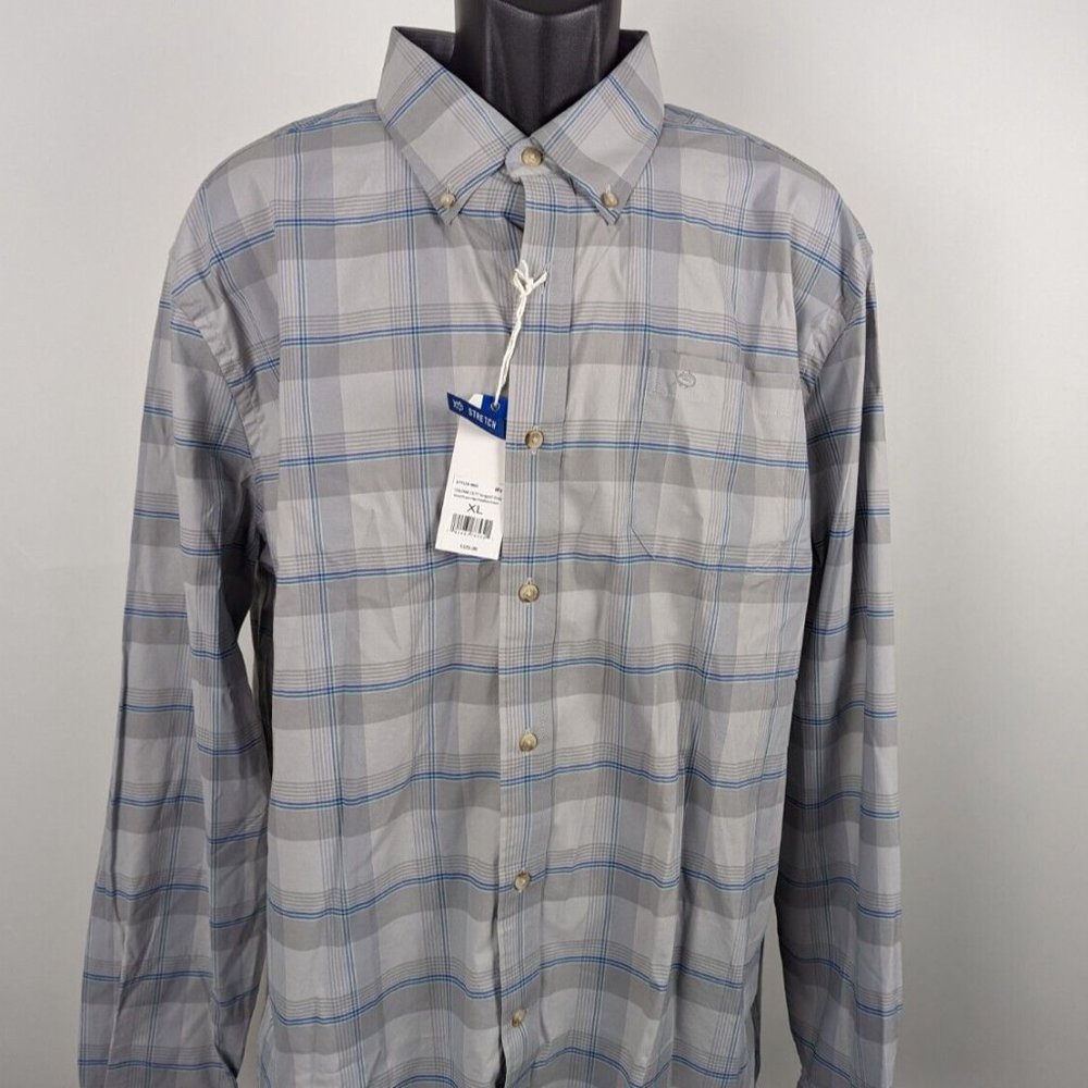 Southern Tide XL Plaid Grey LS Costal Passage Lake Ridge Stretch Sport Shirt New